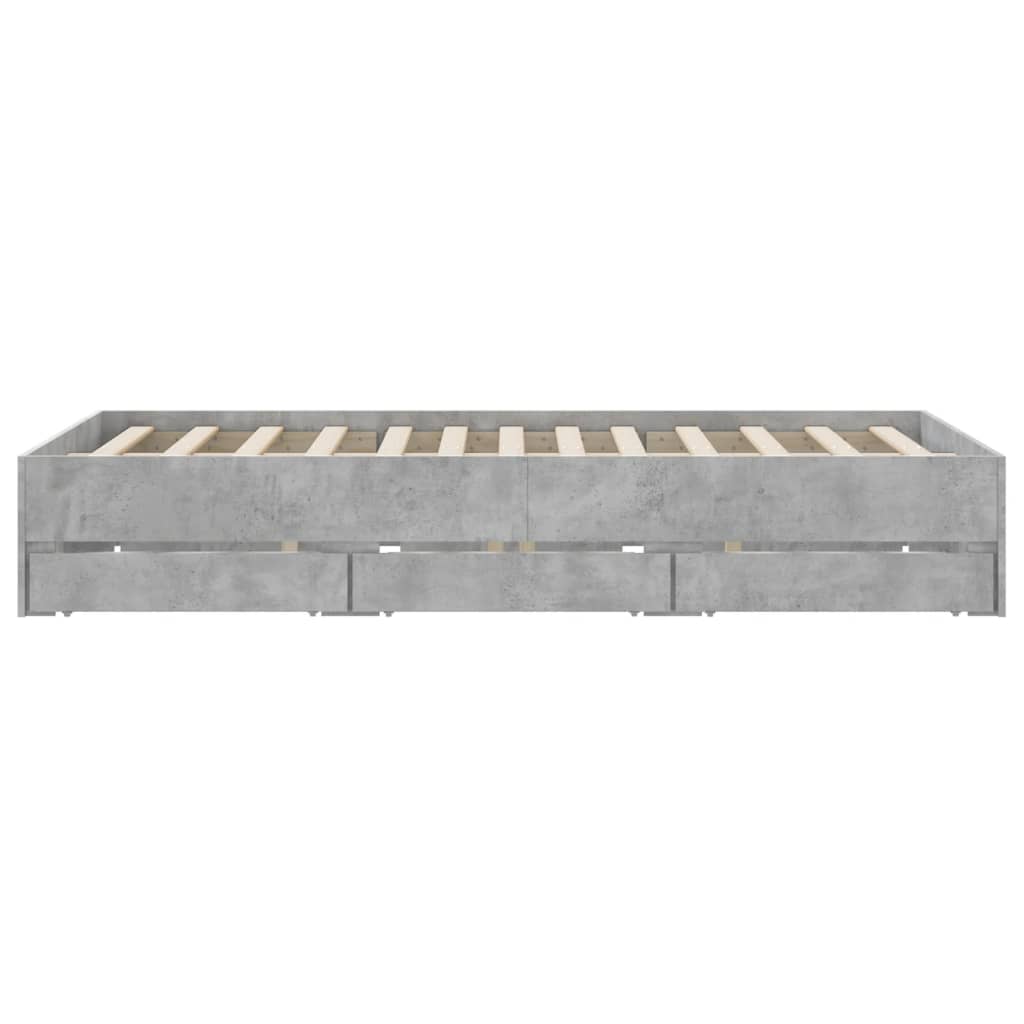 vidaXL Bed Frame with Drawers without Mattress Concrete Grey 140x200 cm