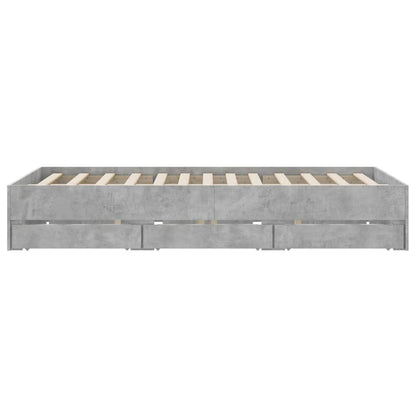 vidaXL Bed Frame with Drawers without Mattress Concrete Grey 140x200 cm