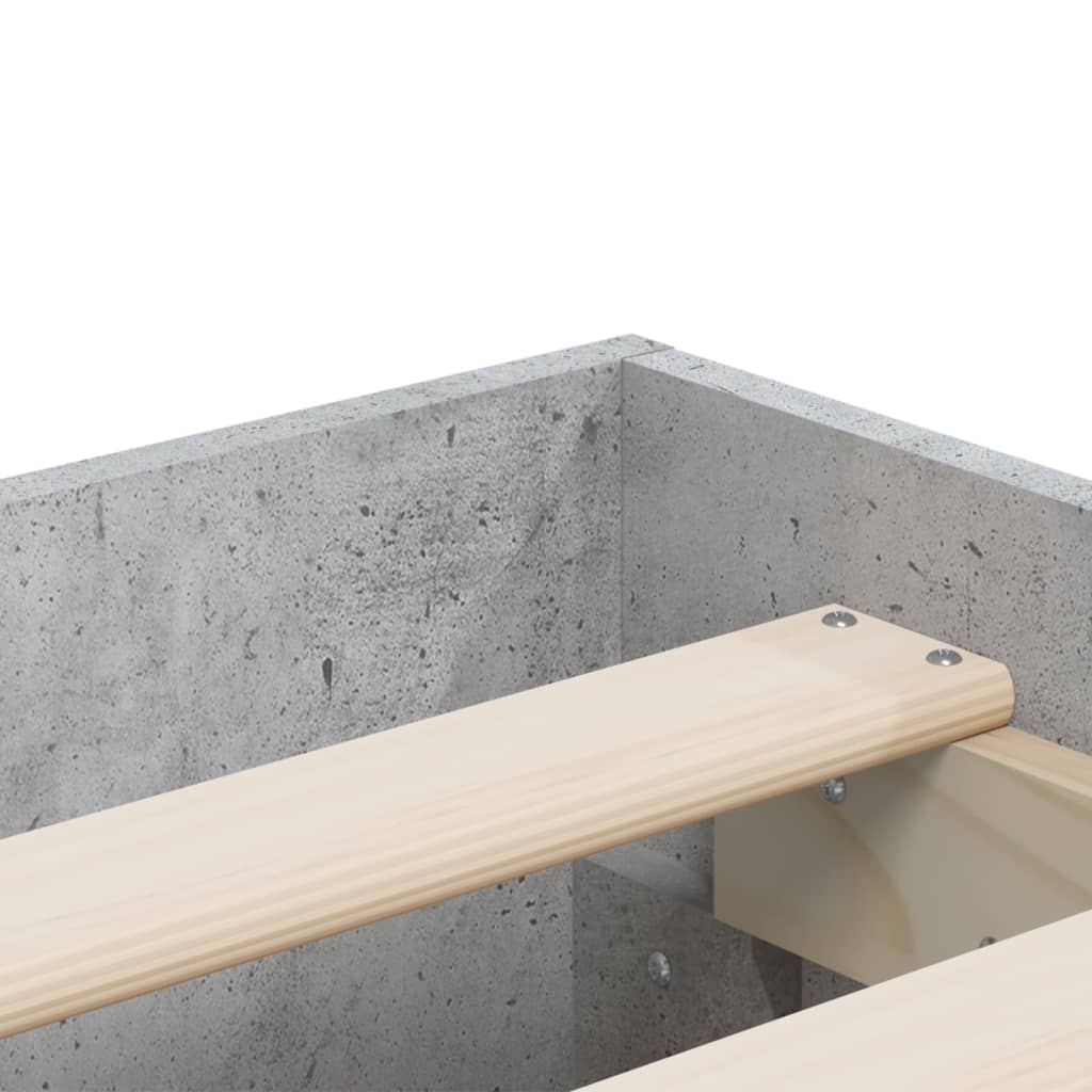 vidaXL Bed Frame with Drawers without Mattress Concrete Grey 140x200 cm