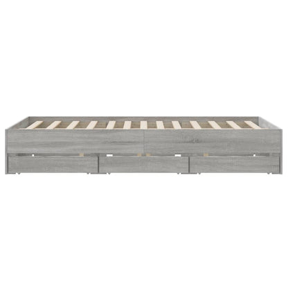 vidaXL Bed Frame with Drawers without Mattress Grey Sonoma 140x200 cm