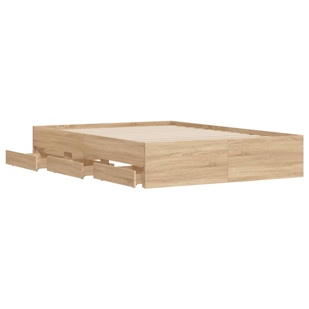 vidaXL Bed Frame with Drawers without Mattress Sonoma Oak 120x200 cm