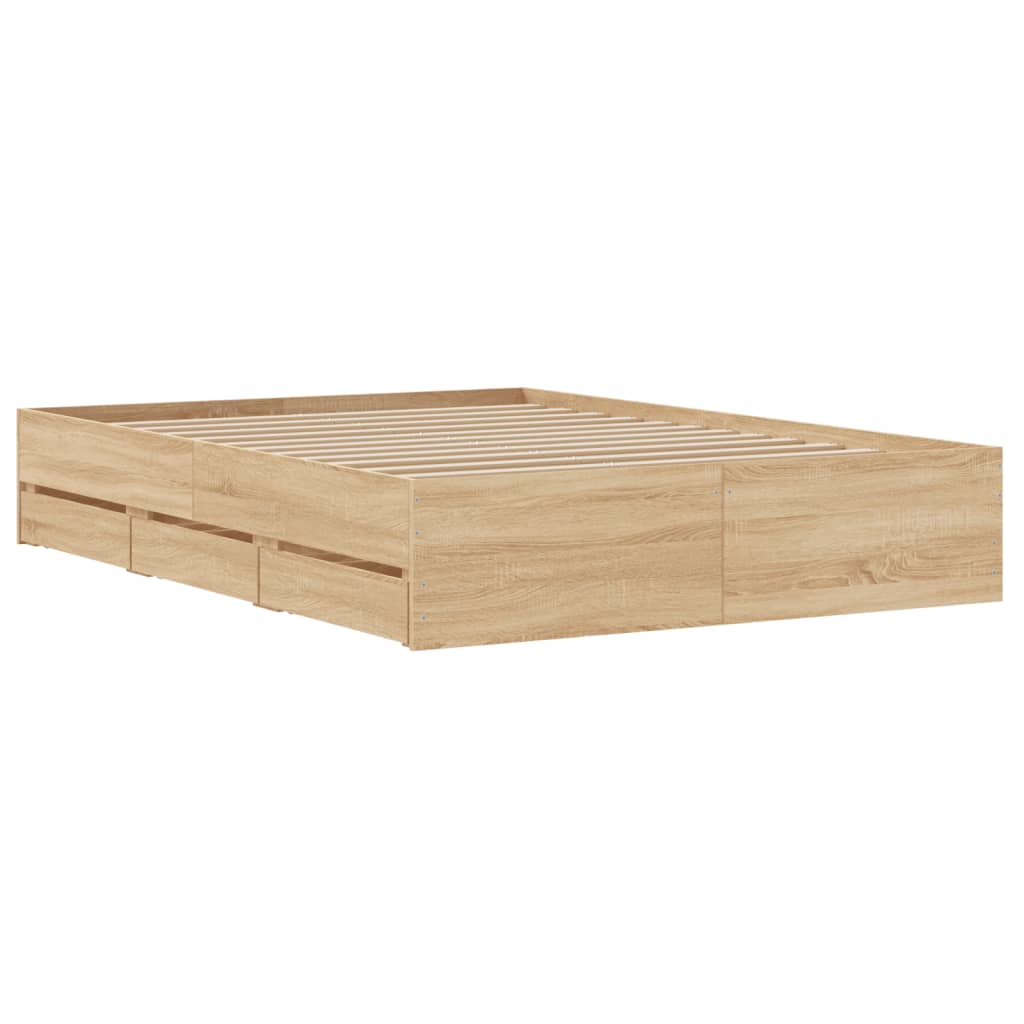 vidaXL Bed Frame with Drawers without Mattress Sonoma Oak 120x200 cm