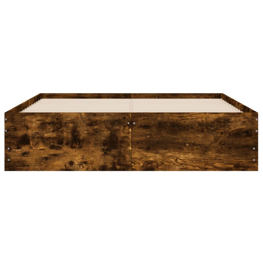 vidaXL Bed Frame with Drawers without Mattress Smoked Oak 120x200 cm