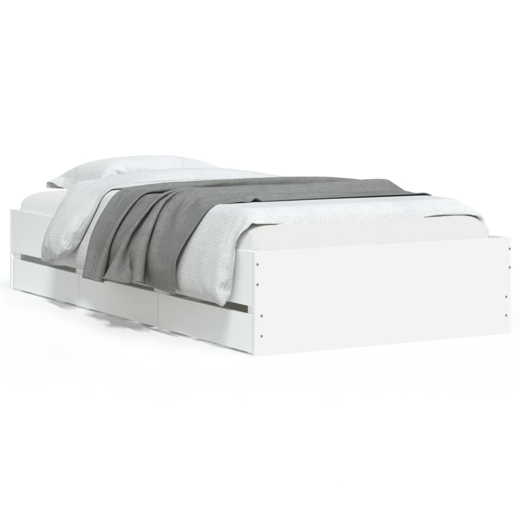 vidaXL Bed Frame with Drawers without Mattress White 100x200 cm