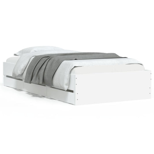 vidaXL Bed Frame with Drawers without Mattress White 100x200 cm