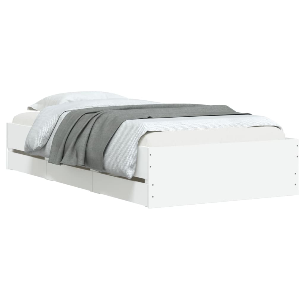 vidaXL Bed Frame with Drawers without Mattress White 100x200 cm