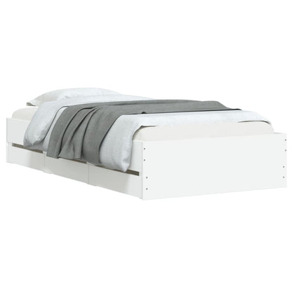 vidaXL Bed Frame with Drawers without Mattress White 100x200 cm