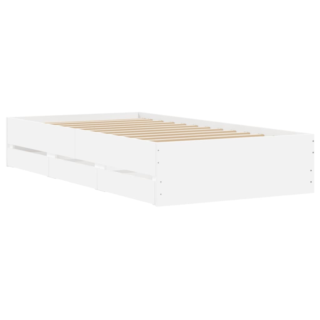 vidaXL Bed Frame with Drawers without Mattress White 100x200 cm