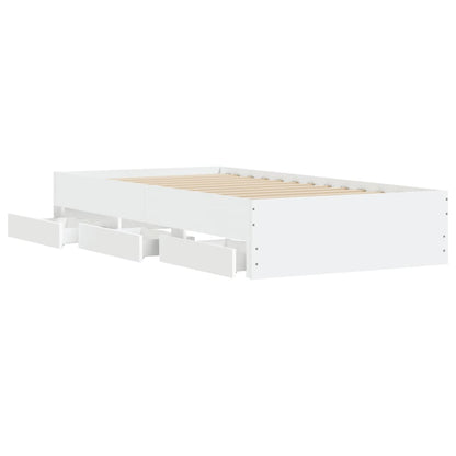 vidaXL Bed Frame with Drawers without Mattress White 100x200 cm