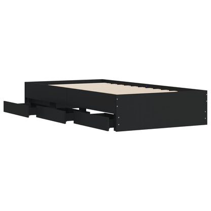 vidaXL Bed Frame with Drawers without Mattress Black 100x200 cm