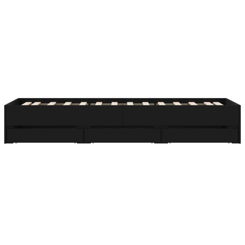 vidaXL Bed Frame with Drawers without Mattress Black 100x200 cm