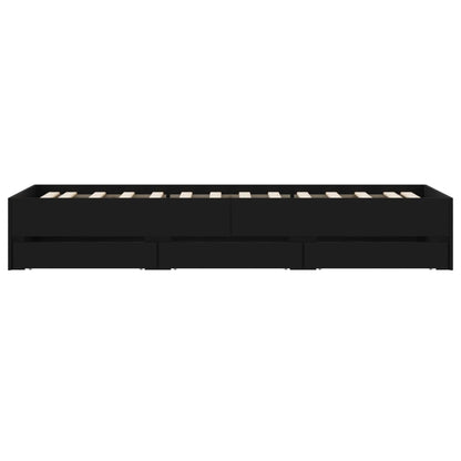 vidaXL Bed Frame with Drawers without Mattress Black 100x200 cm