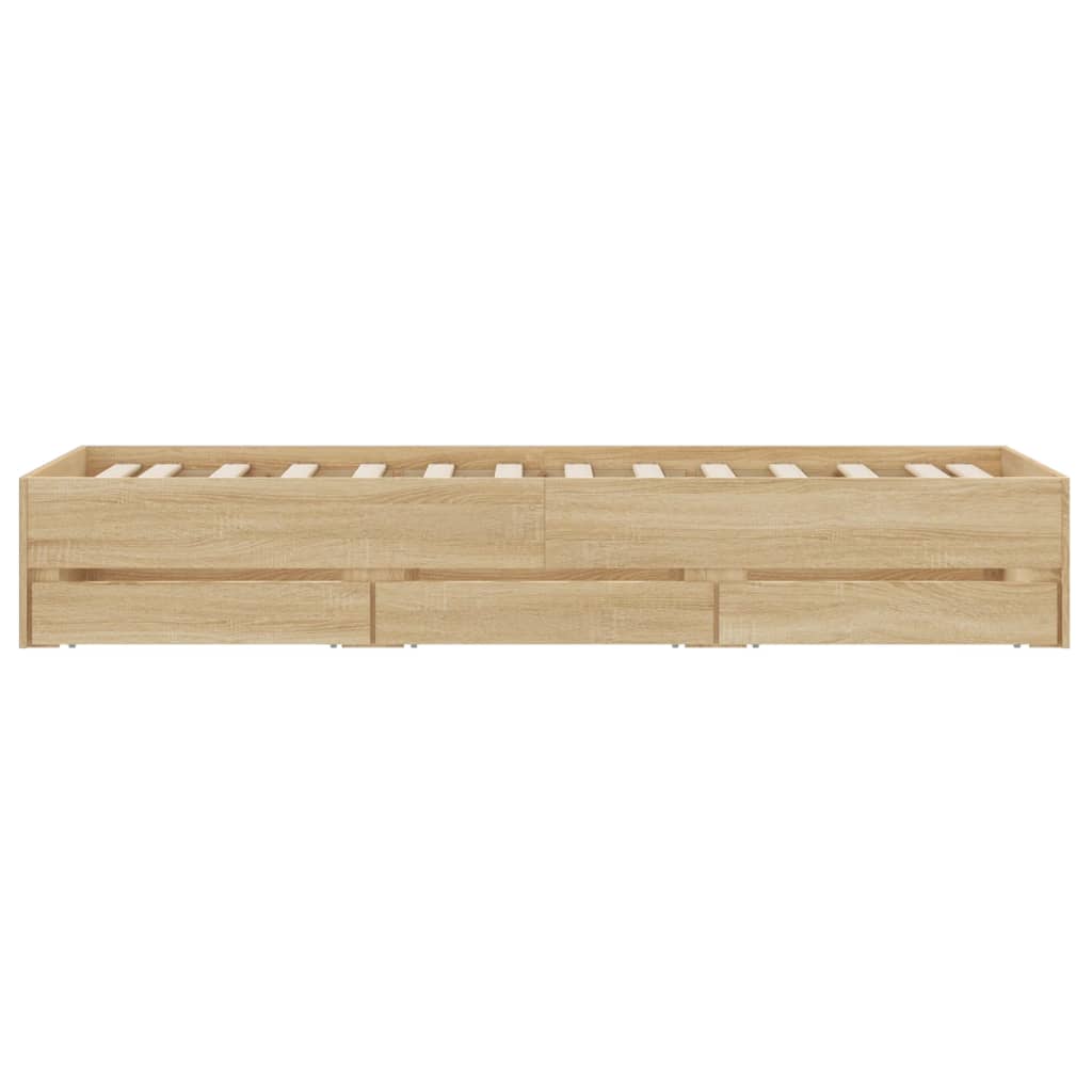 vidaXL Bed Frame with Drawers without Mattress Sonoma Oak 100x200 cm