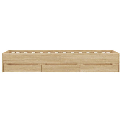 vidaXL Bed Frame with Drawers without Mattress Sonoma Oak 100x200 cm