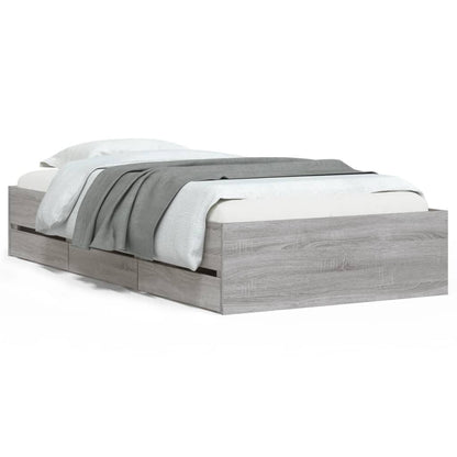 vidaXL Bed Frame with Drawers without Mattress Grey Sonoma 100x200 cm