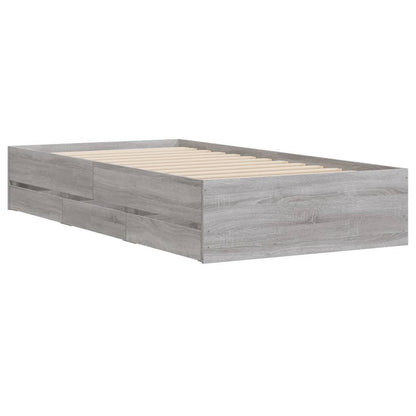 vidaXL Bed Frame with Drawers without Mattress Grey Sonoma 100x200 cm