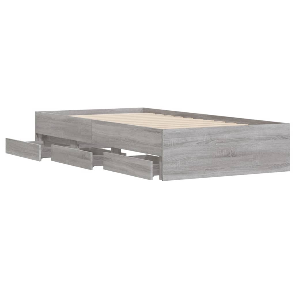 vidaXL Bed Frame with Drawers without Mattress Grey Sonoma 100x200 cm