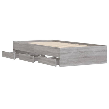vidaXL Bed Frame with Drawers without Mattress Grey Sonoma 100x200 cm