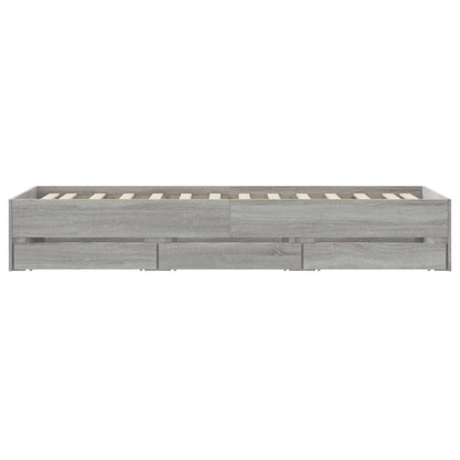 vidaXL Bed Frame with Drawers without Mattress Grey Sonoma 100x200 cm