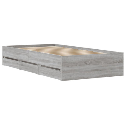 vidaXL Bed Frame with Drawers without Mattress Grey Sonoma 100x200 cm