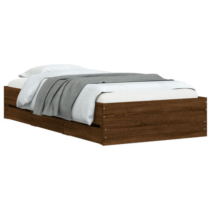 vidaXL Bed Frame with Drawers without Mattress Brown Oak 100x200 cm