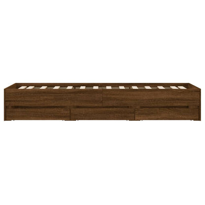 vidaXL Bed Frame with Drawers without Mattress Brown Oak 100x200 cm