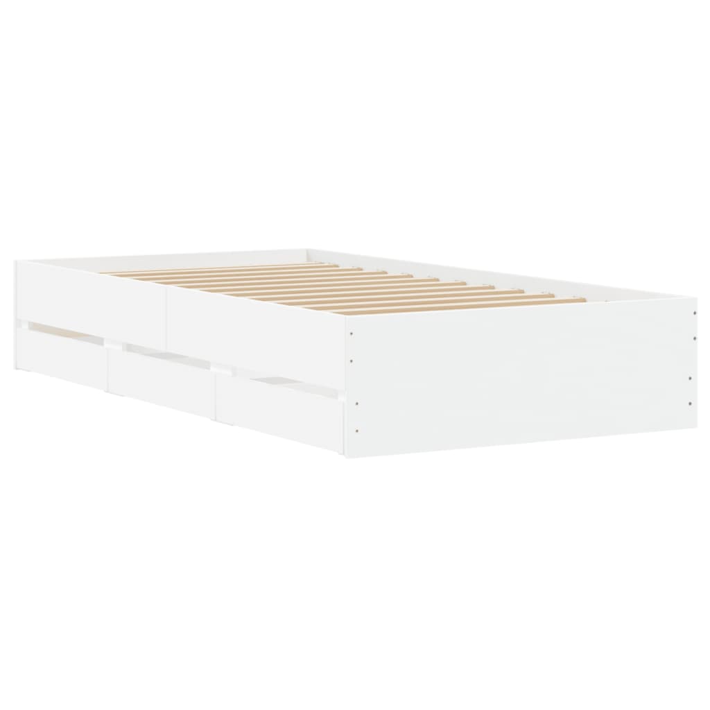 vidaXL Bed Frame with Drawers without Mattress White 90x200 cm