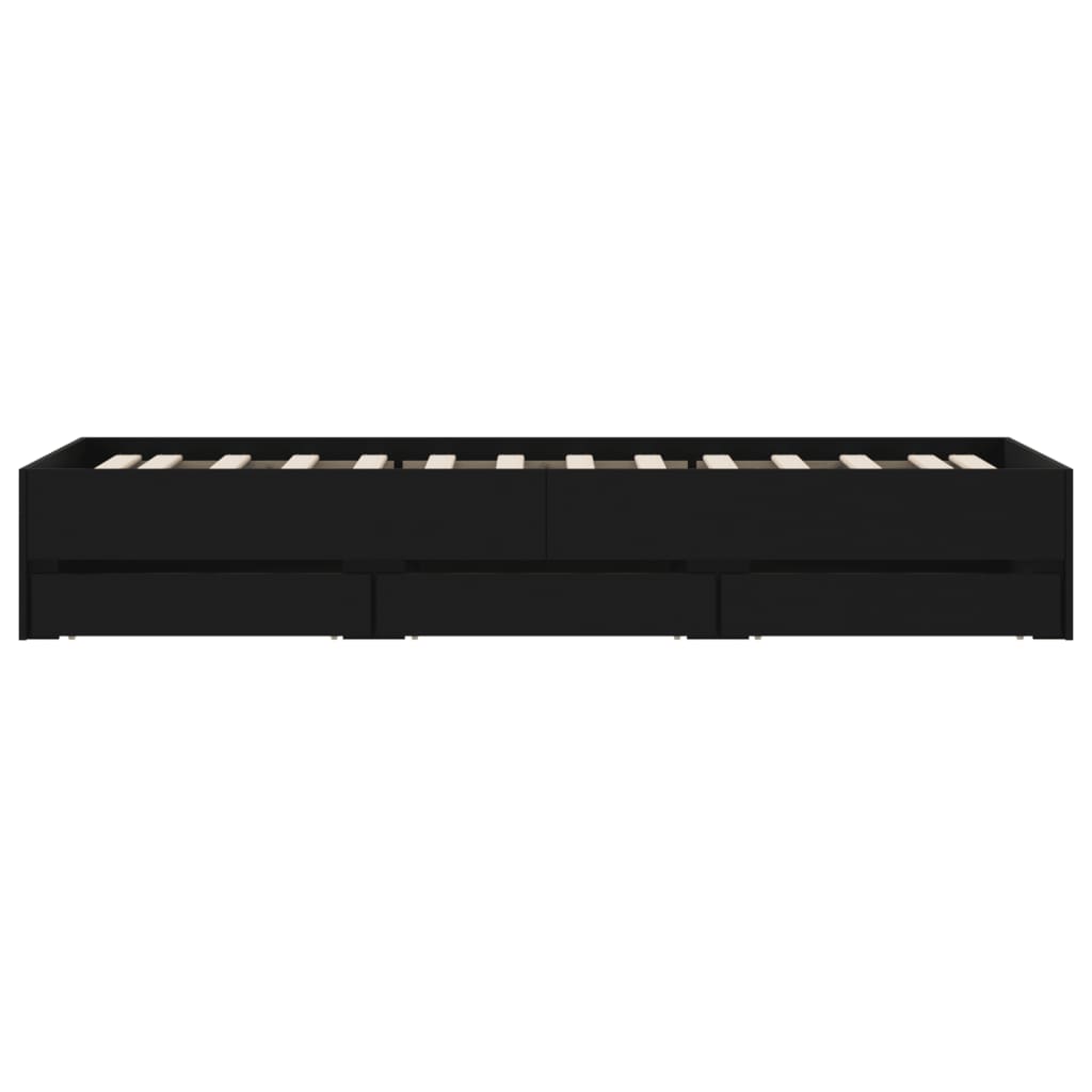 vidaXL Bed Frame with Drawers without Mattress Black 90x200 cm