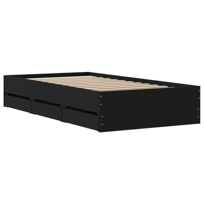vidaXL Bed Frame with Drawers without Mattress Black 90x200 cm