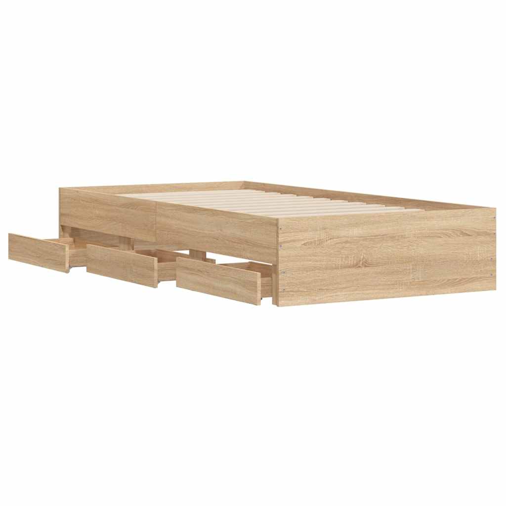 vidaXL Bed Frame with Drawers without Mattress Sonoma Oak 90x200 cm