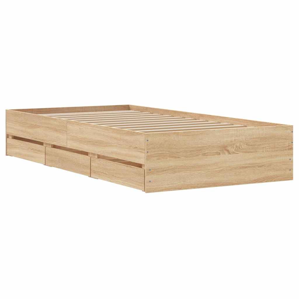 vidaXL Bed Frame with Drawers without Mattress Sonoma Oak 90x200 cm