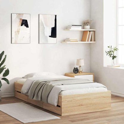 vidaXL Bed Frame with Drawers without Mattress Sonoma Oak 90x200 cm