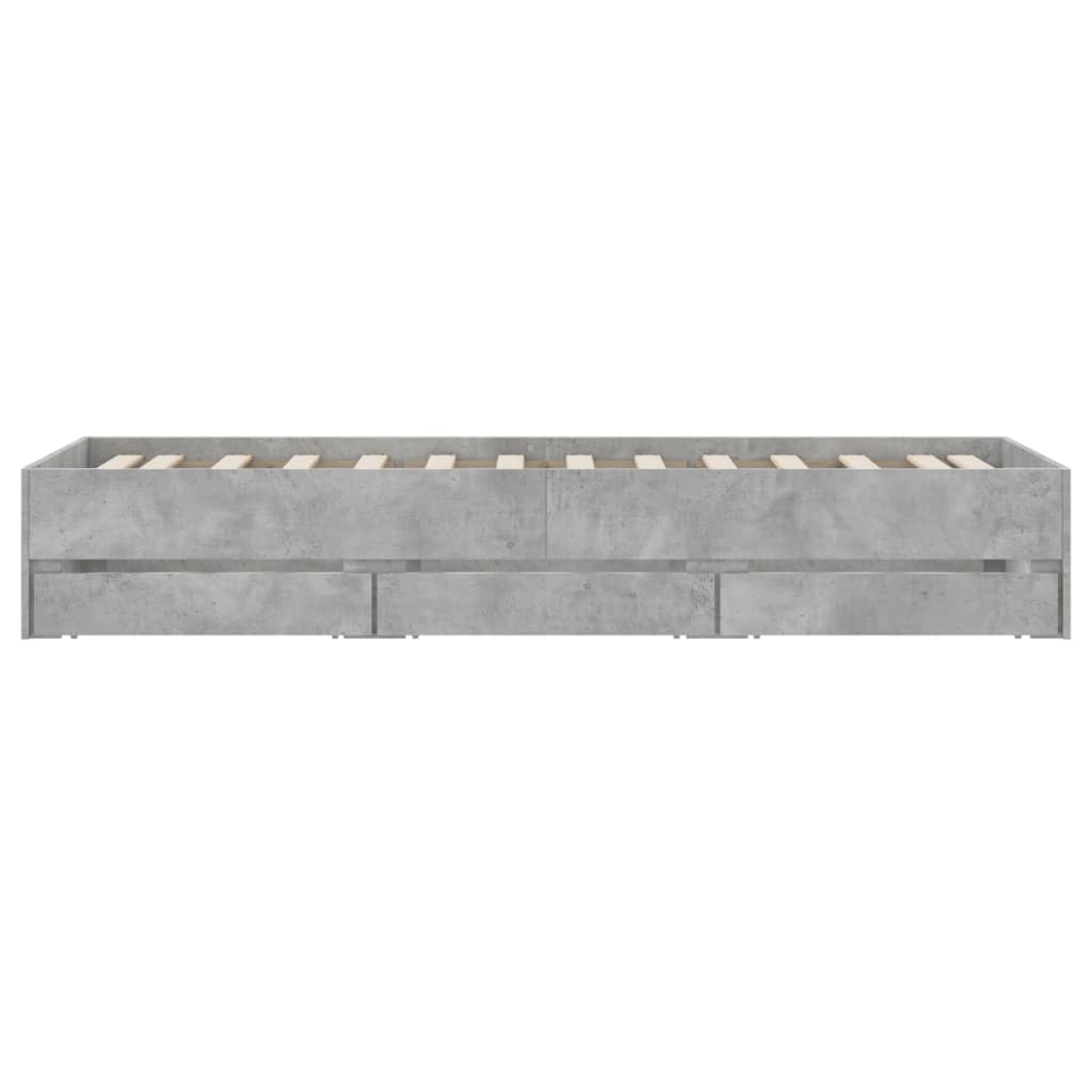 vidaXL Bed Frame with Drawers without Mattress Concrete Grey 90x200 cm