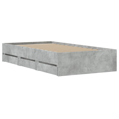 vidaXL Bed Frame with Drawers without Mattress Concrete Grey 90x200 cm