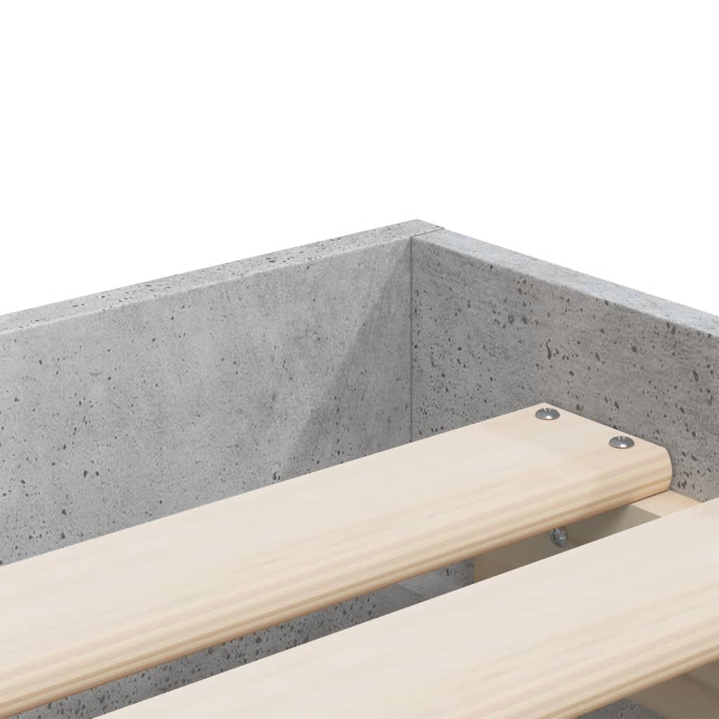 vidaXL Bed Frame with Drawers without Mattress Concrete Grey 90x200 cm