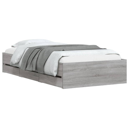 vidaXL Bed Frame with Drawers without Mattress Grey Sonoma 90x200 cm