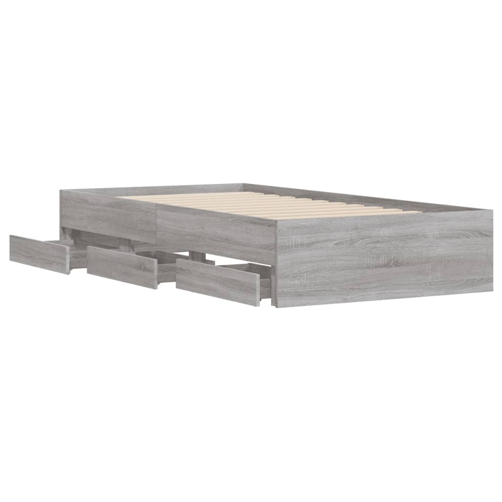 vidaXL Bed Frame with Drawers without Mattress Grey Sonoma 90x200 cm