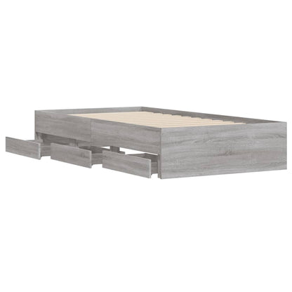 vidaXL Bed Frame with Drawers without Mattress Grey Sonoma 90x200 cm