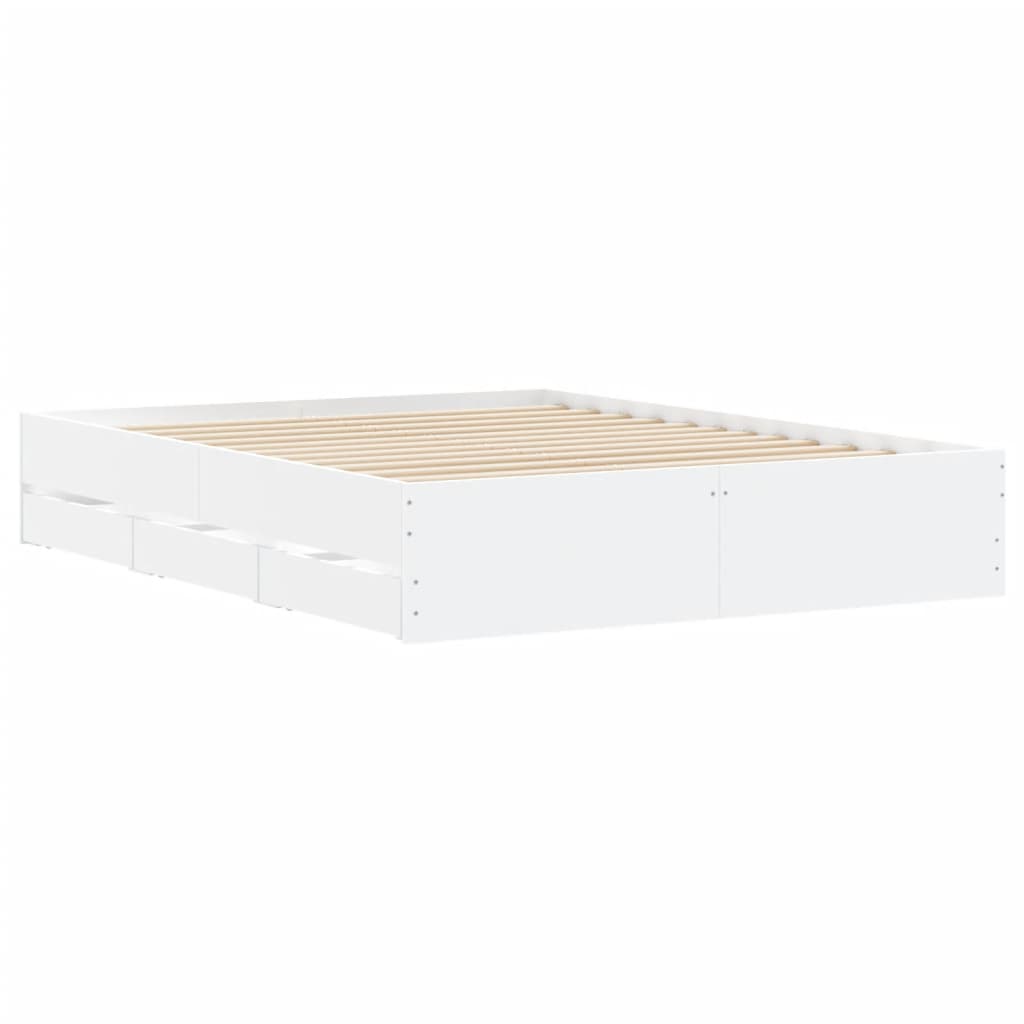 vidaXL Bed Frame with Drawers without Mattress White 140x190 cm