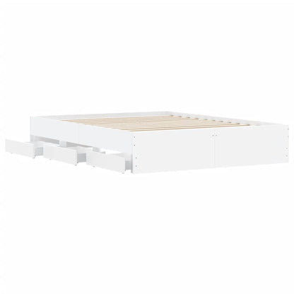 vidaXL Bed Frame with Drawers without Mattress White 140x190 cm
