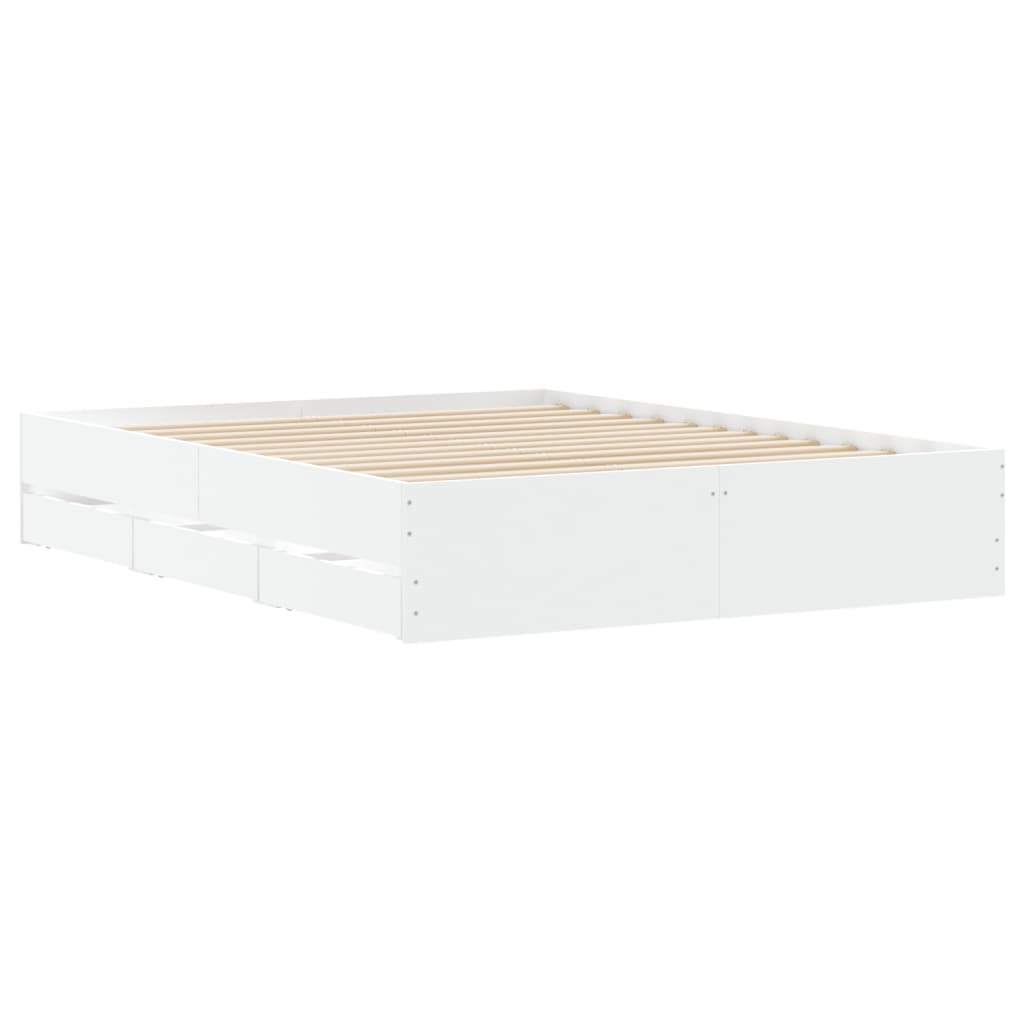 vidaXL Bed Frame with Drawers without Mattress White 140x190 cm