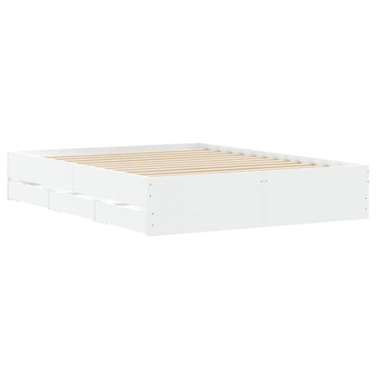 vidaXL Bed Frame with Drawers without Mattress White 140x190 cm