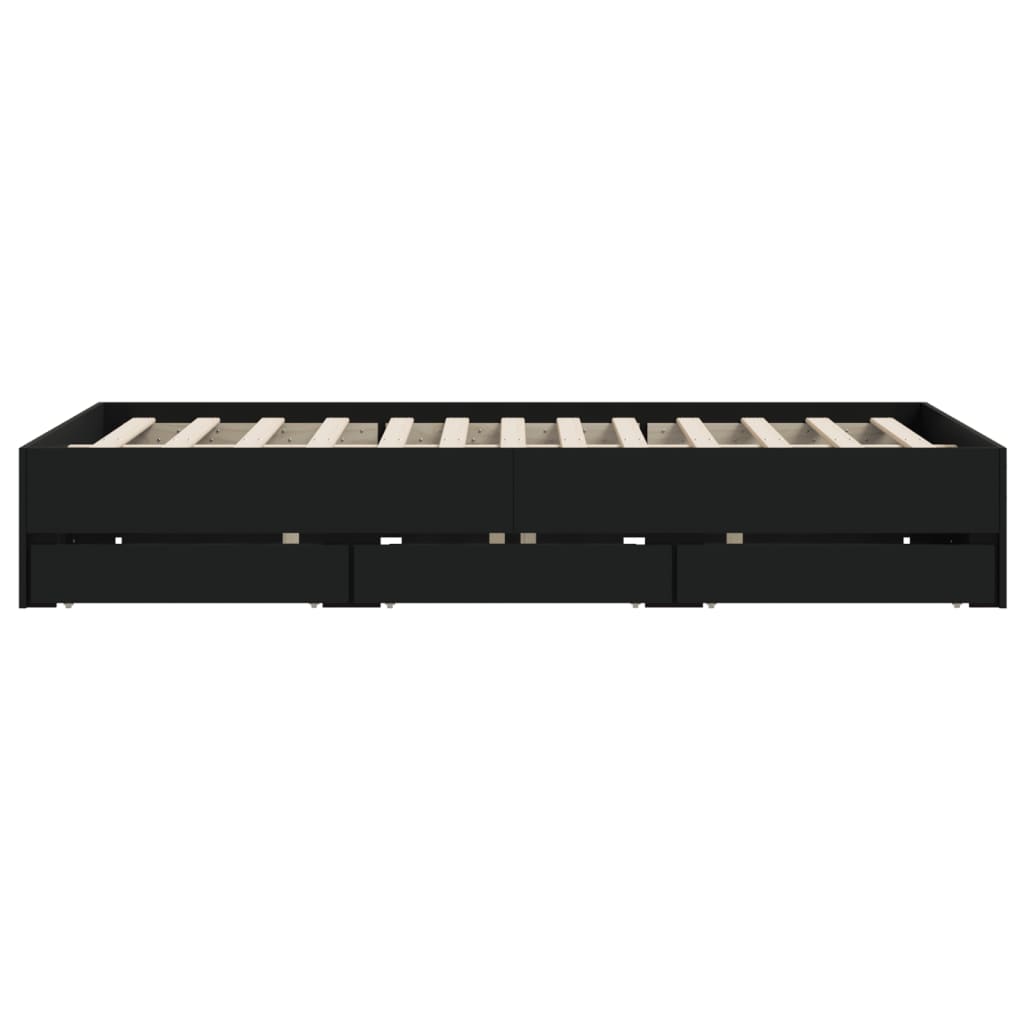 vidaXL Bed Frame with Drawers without Mattress Black 140x190 cm