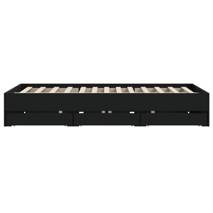 vidaXL Bed Frame with Drawers without Mattress Black 140x190 cm