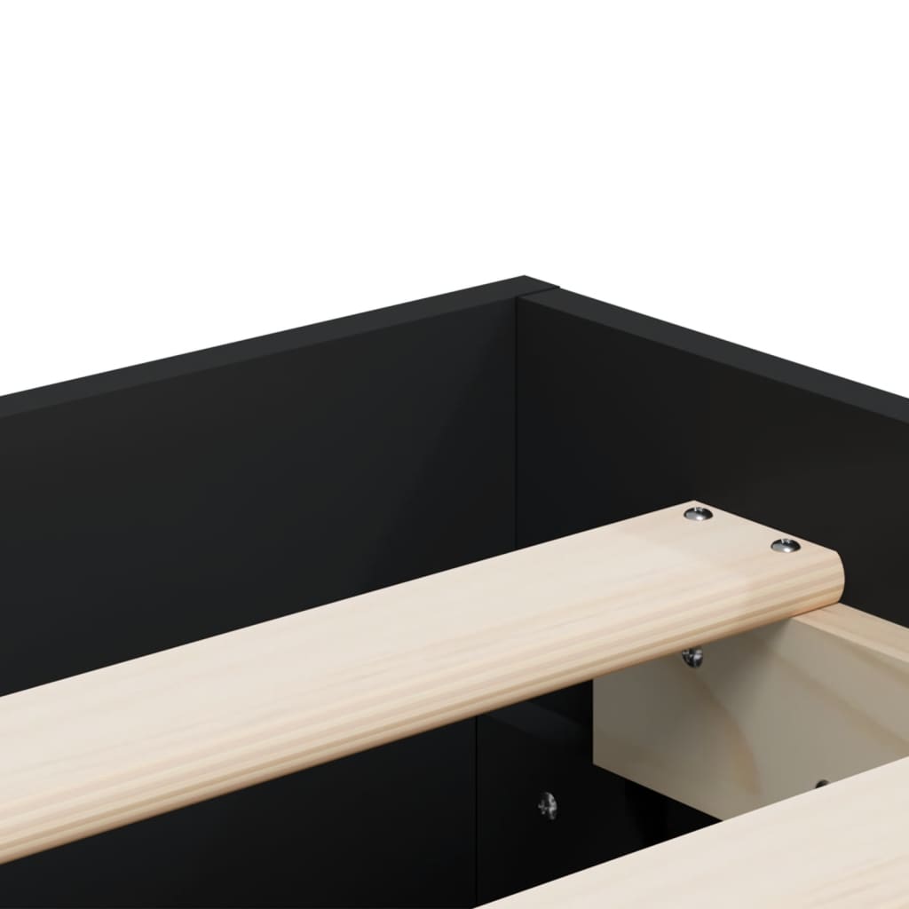 vidaXL Bed Frame with Drawers without Mattress Black 140x190 cm