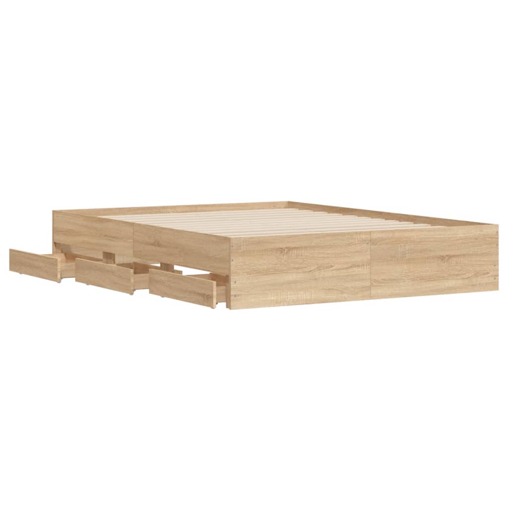vidaXL Bed Frame with Drawers without Mattress Sonoma Oak 140x190 cm