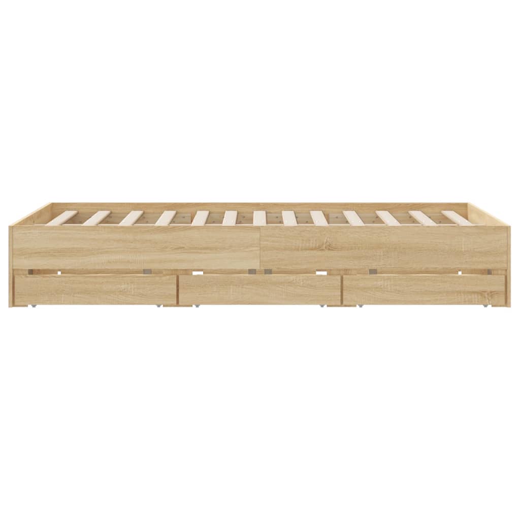 vidaXL Bed Frame with Drawers without Mattress Sonoma Oak 140x190 cm