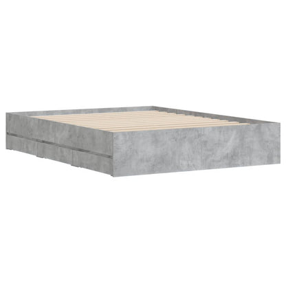 vidaXL Bed Frame with Drawers without Mattress Concrete Grey 140x190 cm