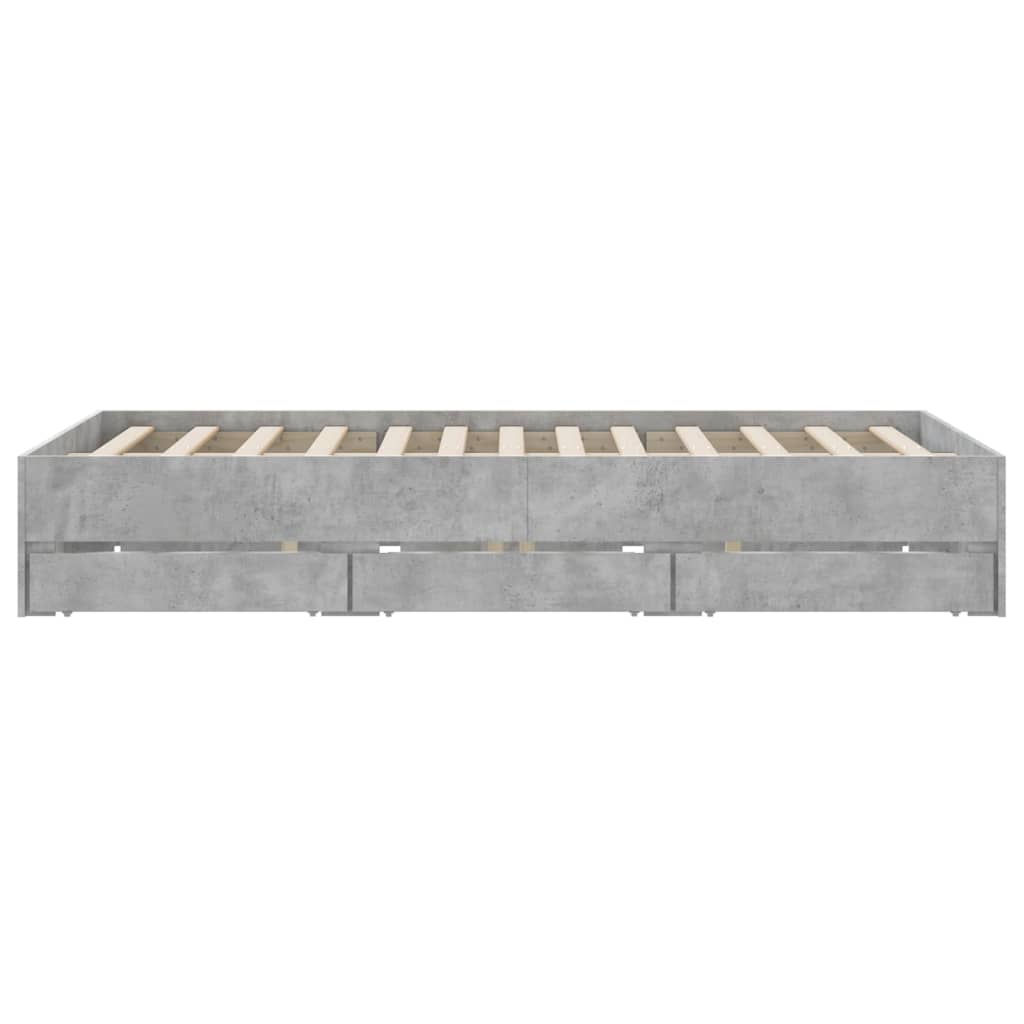 vidaXL Bed Frame with Drawers without Mattress Concrete Grey 140x190 cm