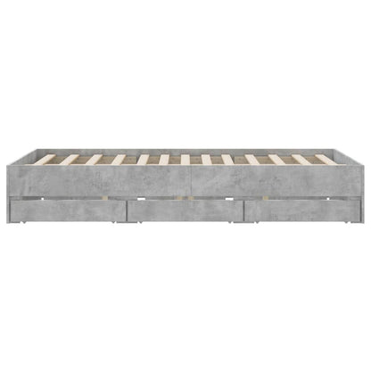 vidaXL Bed Frame with Drawers without Mattress Concrete Grey 140x190 cm